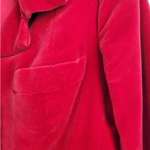 Vintage 70s Amelia Gray Red Velour Fitted Single Breasted Four Button Jacket - Picture 8 of 11
